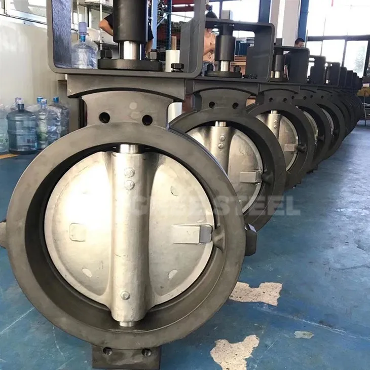 Vàlvula de papallona de doble compensació d'acer al carboni