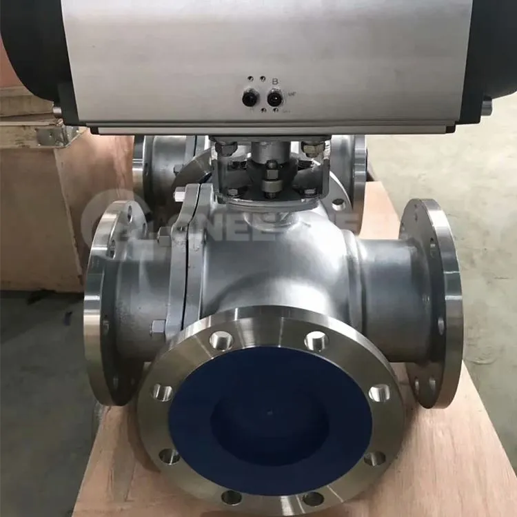 Vàlvula de bola pneumàtica de 3 vies d'acer inoxidable